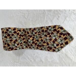 Ermenegildo Zegna Necktie Floral Gold and Burgundy Silk Floral Autumn Colors